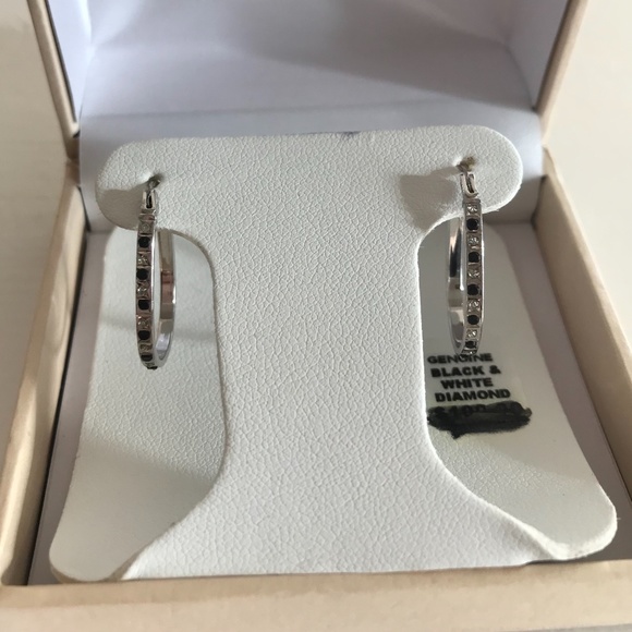 Kohl's Jewelry New Genuine Black White Diamond Earrings Poshmark